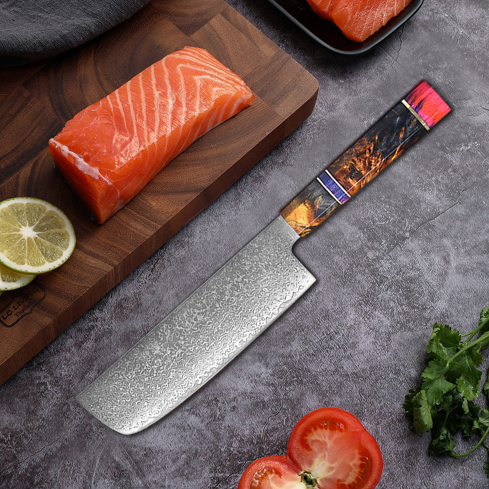 Multifunction Household High Carbon 67 Layers VG10 Damascus Kitchen Knife Set With Random Color Handle